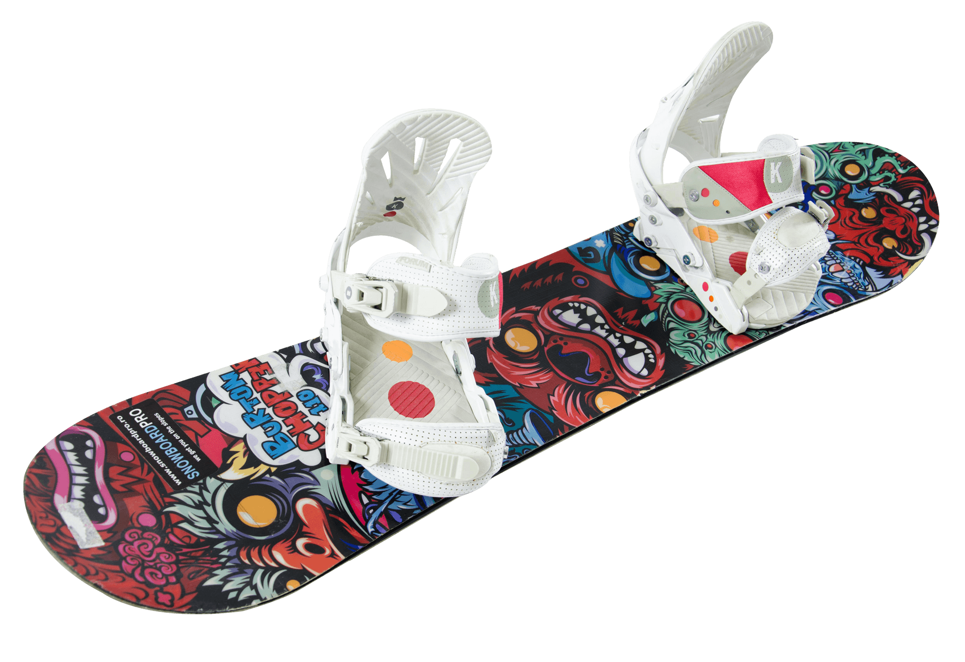 Colorful Snowboardwith Bindings PNG image