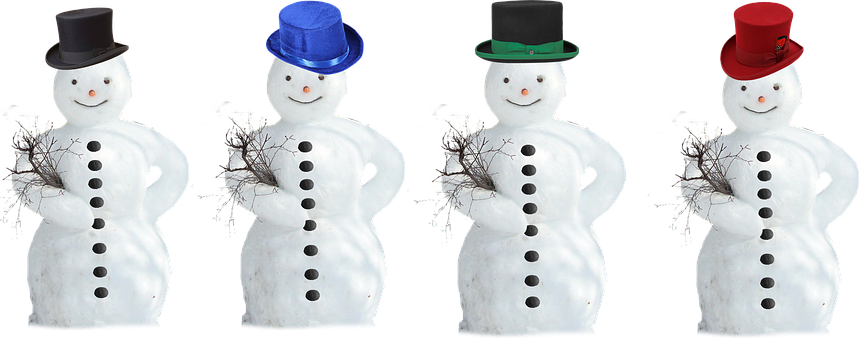 Colorful Snowmen Hats PNG image