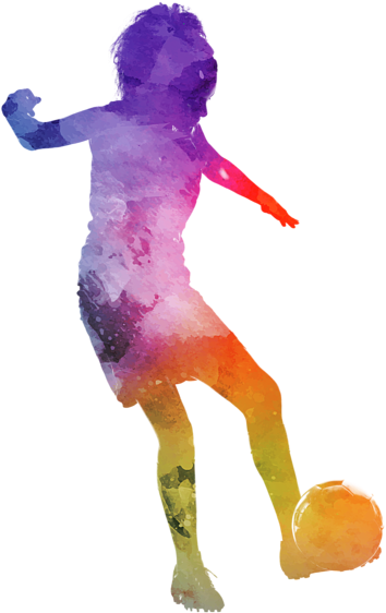 Colorful Soccer Player Dribbling PNG image