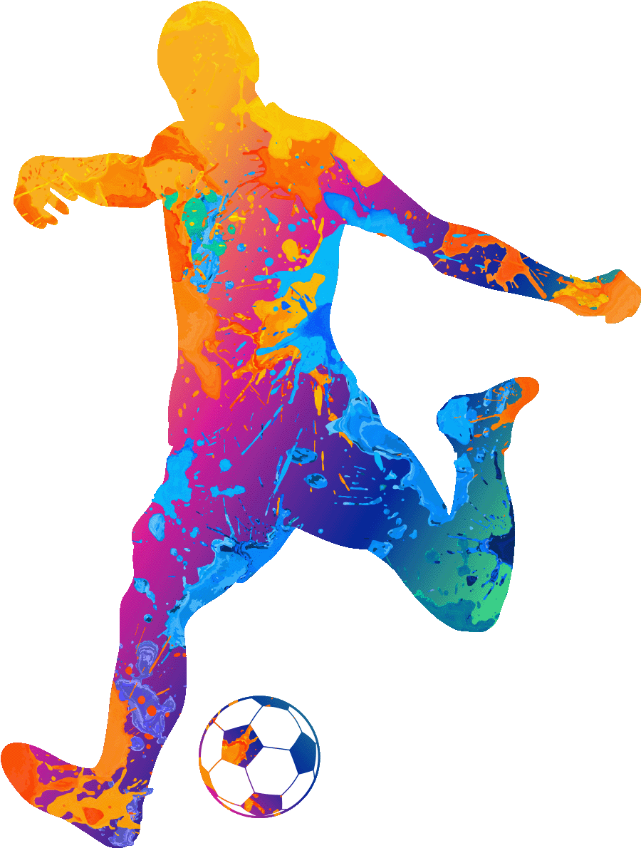 Colorful Soccer Player Kicking Ball PNG image