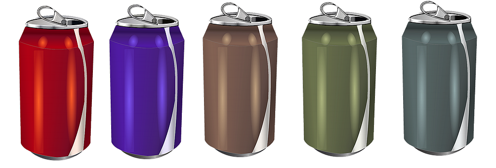 Colorful Soda Cans Array PNG image