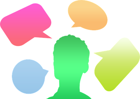 Colorful Speech Bubblesand Silhouette PNG image