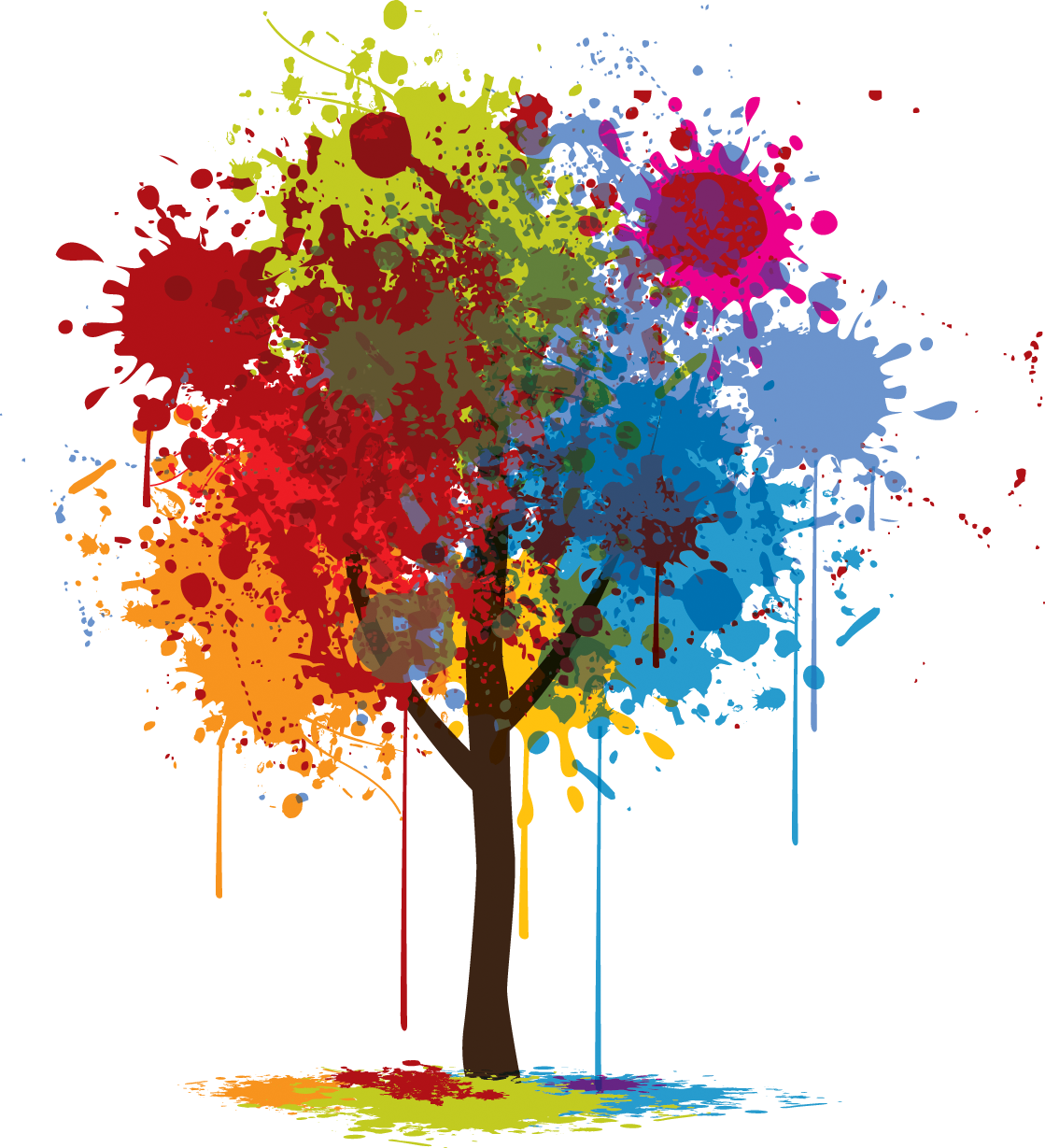 Colorful Splatter Tree Graphic PNG image