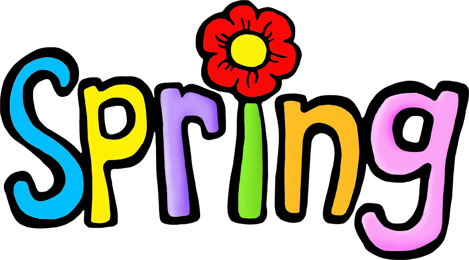 Colorful Spring Textwith Flower PNG image