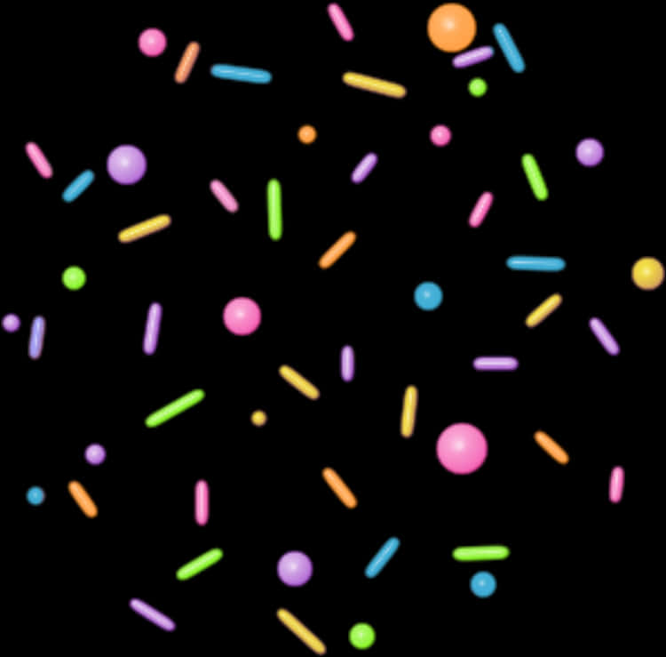 Colorful Sprinkleson Black Background PNG image