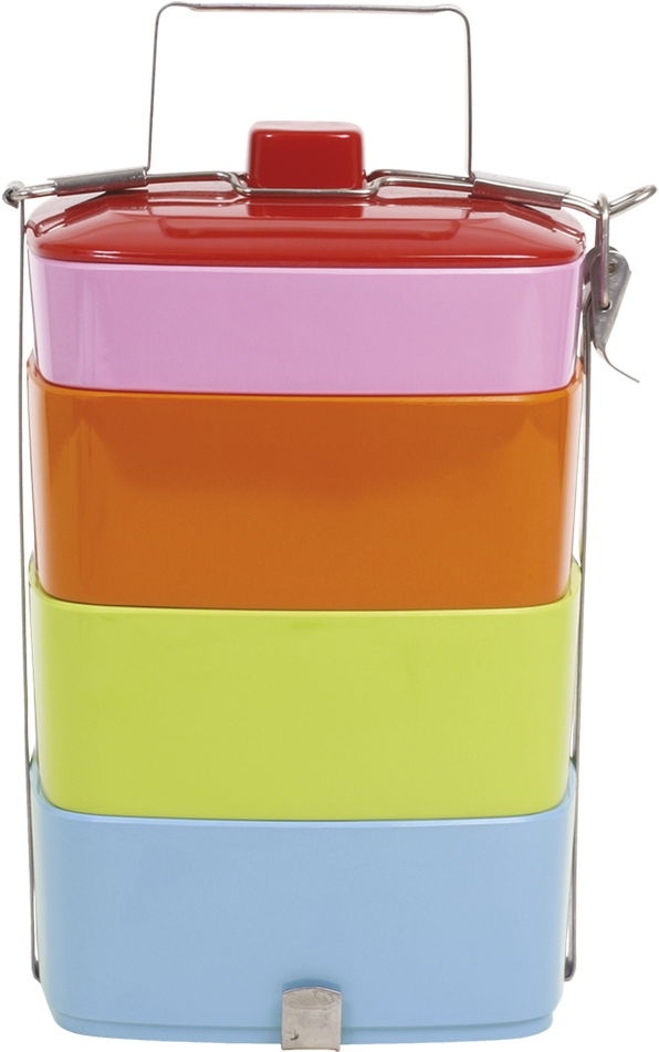 Colorful Stacked Tiffin Box PNG image