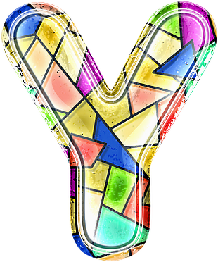Colorful Stained Glass Letter V PNG image
