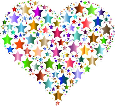 Colorful Star Pattern Heart PNG image