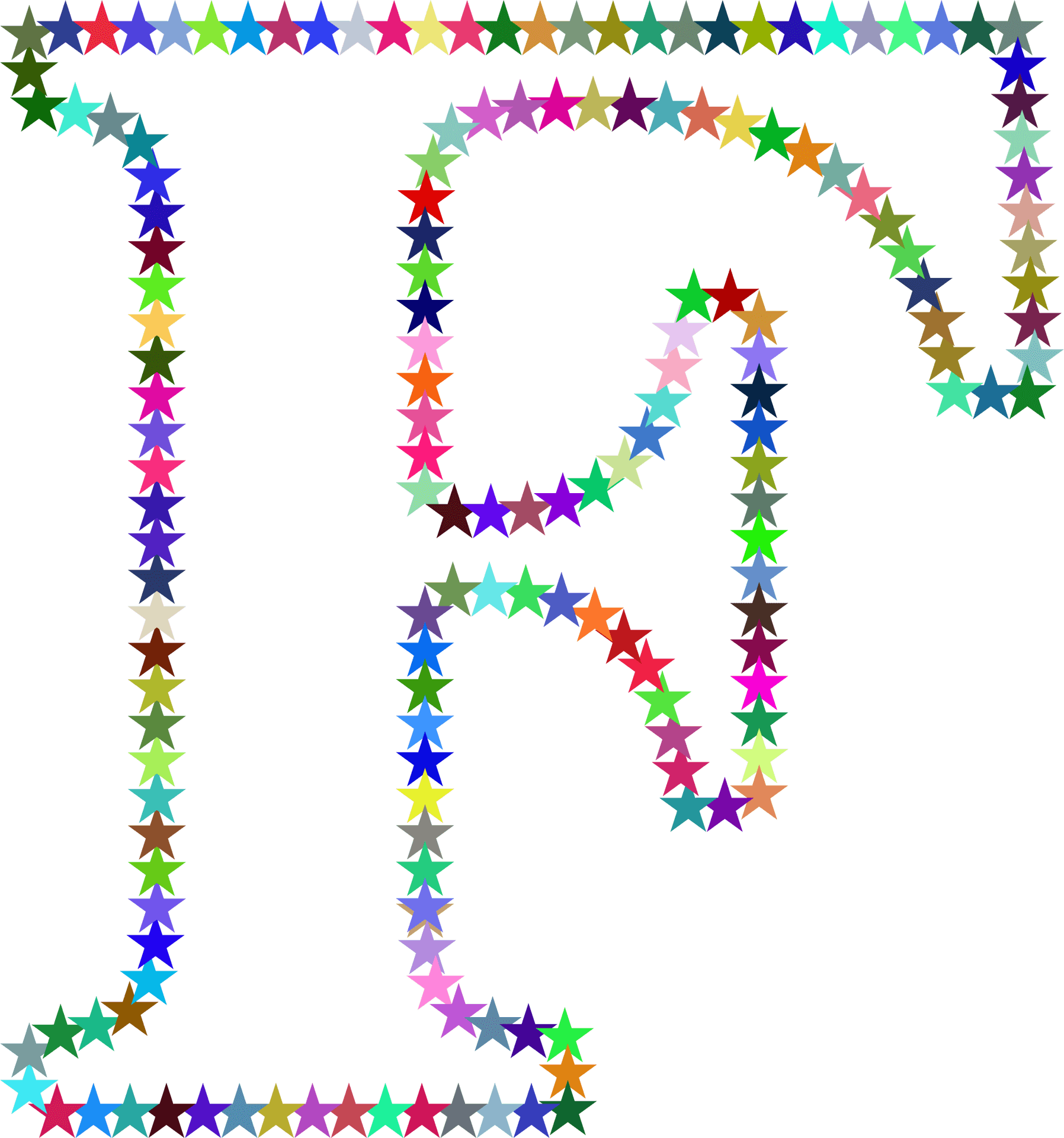 Colorful Star Pattern Letter F PNG image