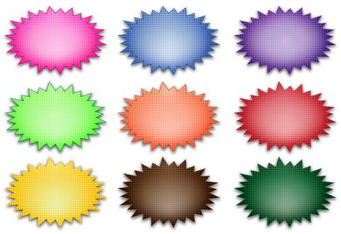 Colorful Starburst Badges Collection PNG image