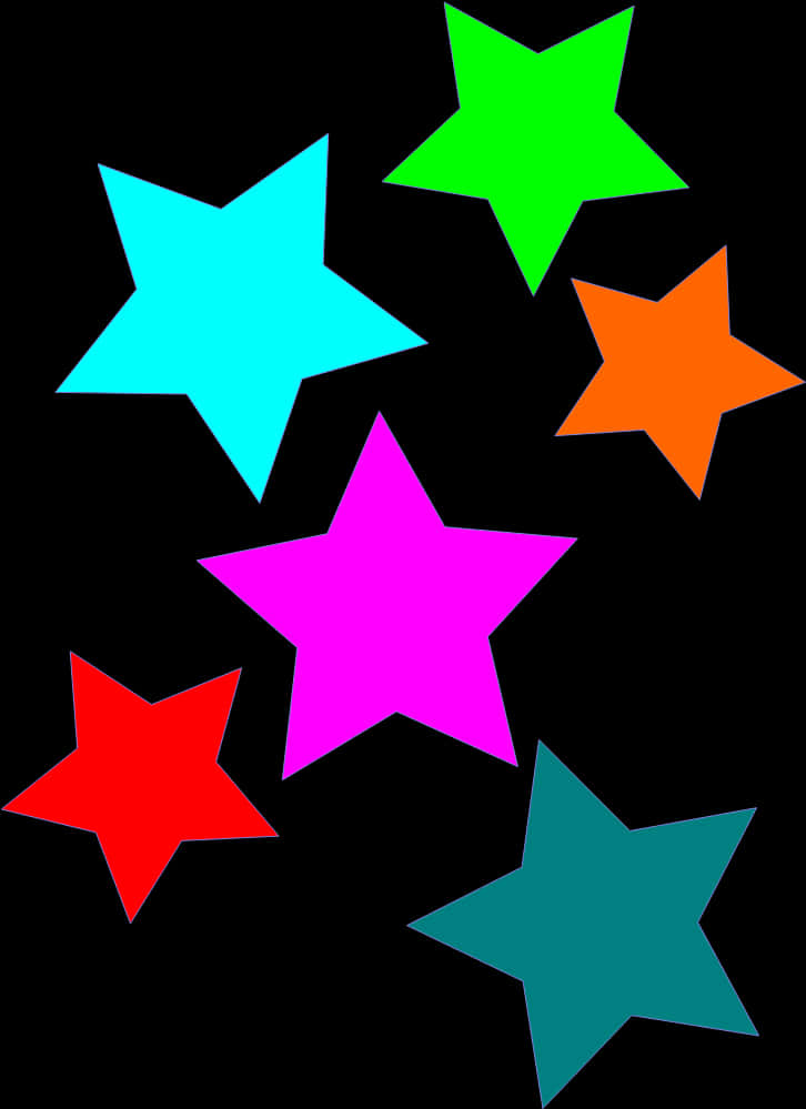 Colorful Stars Black Background PNG image