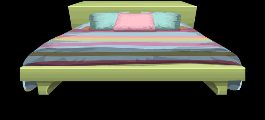 Colorful Striped Bed3 D Render PNG image