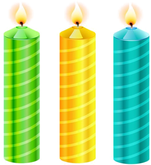 Colorful Striped Birthday Candles PNG image