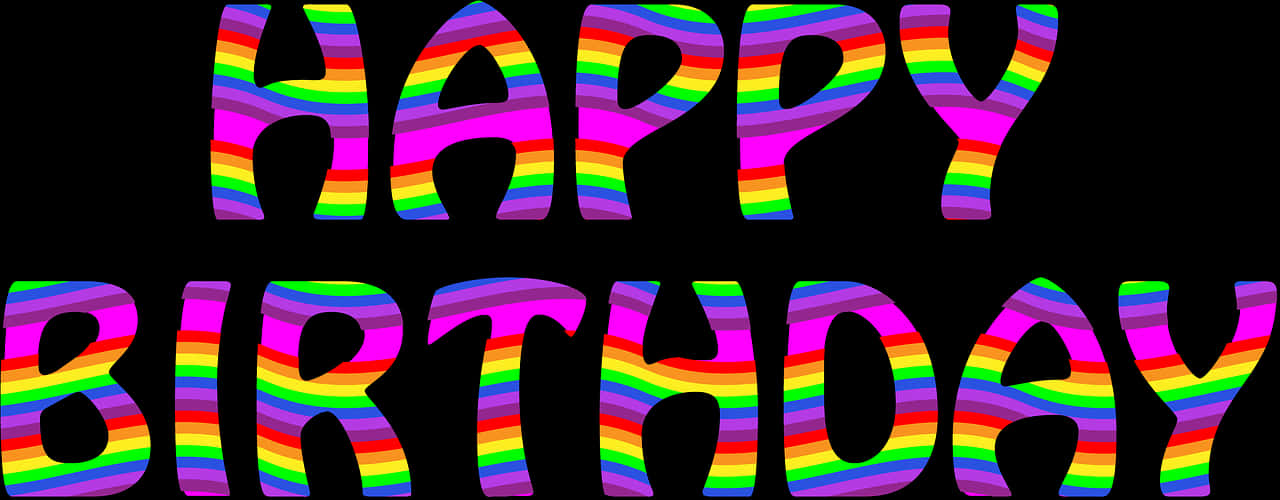 Colorful Striped Happy Birthday Text PNG image