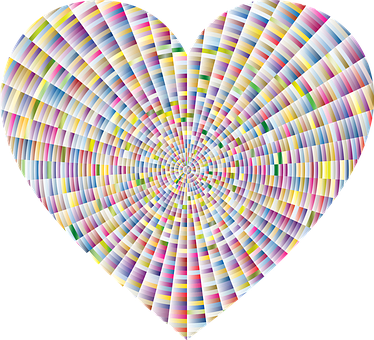 Colorful Striped Heart Illusion PNG image