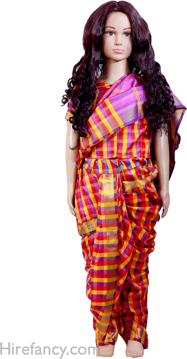 Colorful Striped Saree Mannequin PNG image