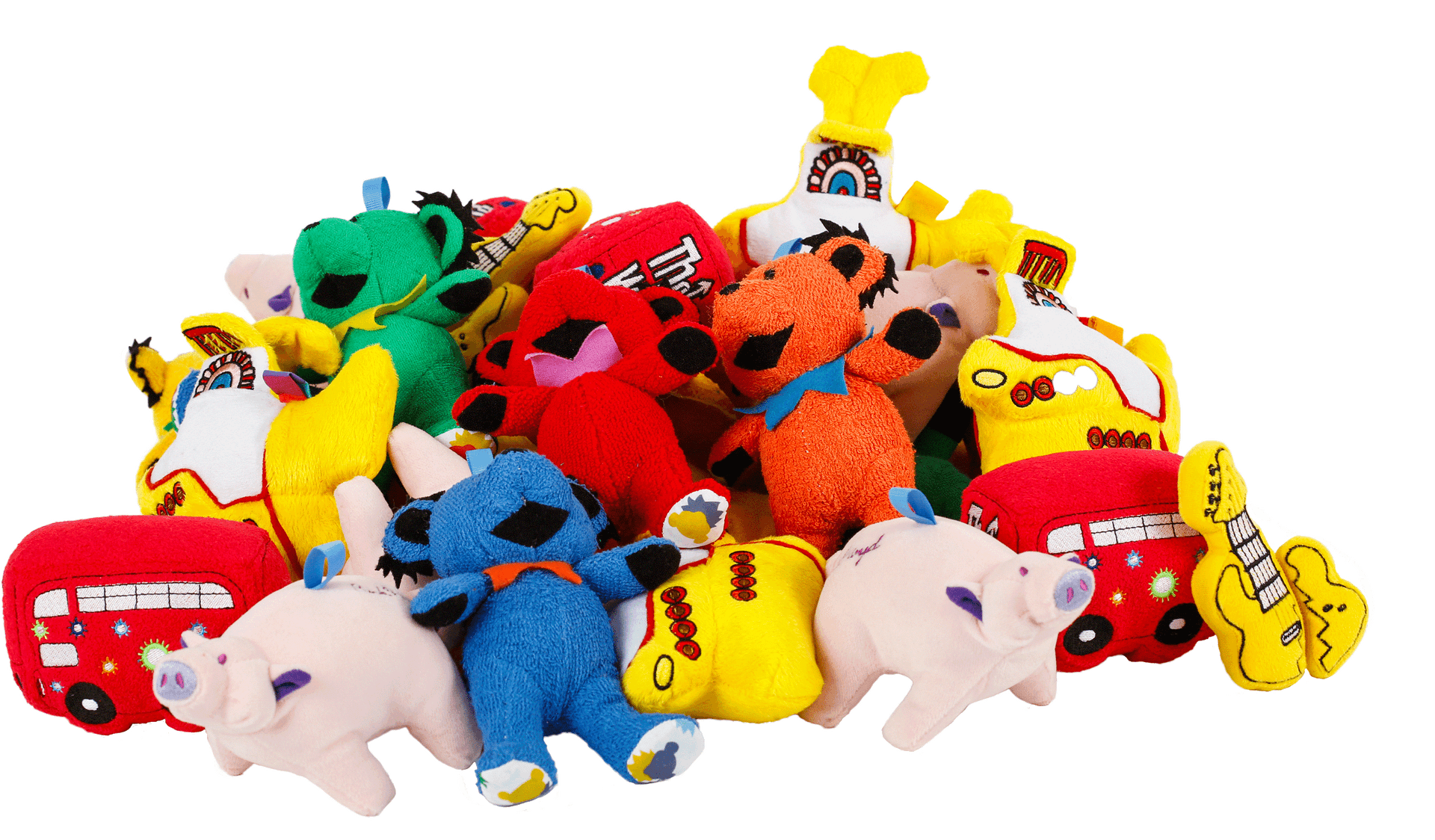 Colorful Stuffed Toys Collection PNG image