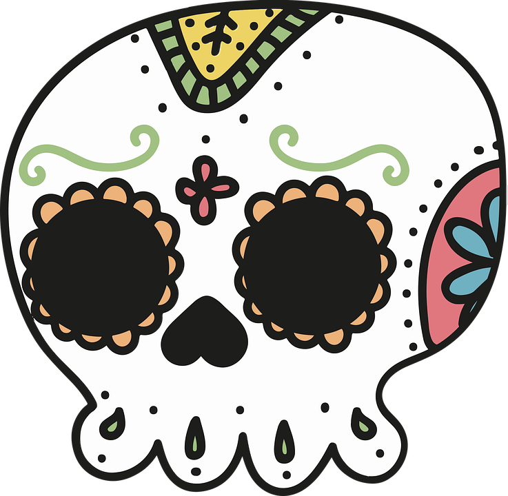 Colorful Sugar Skull Illustration PNG image