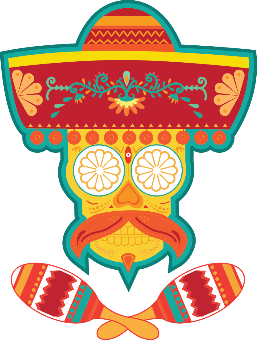 Colorful Sugar Skull Illustration PNG image