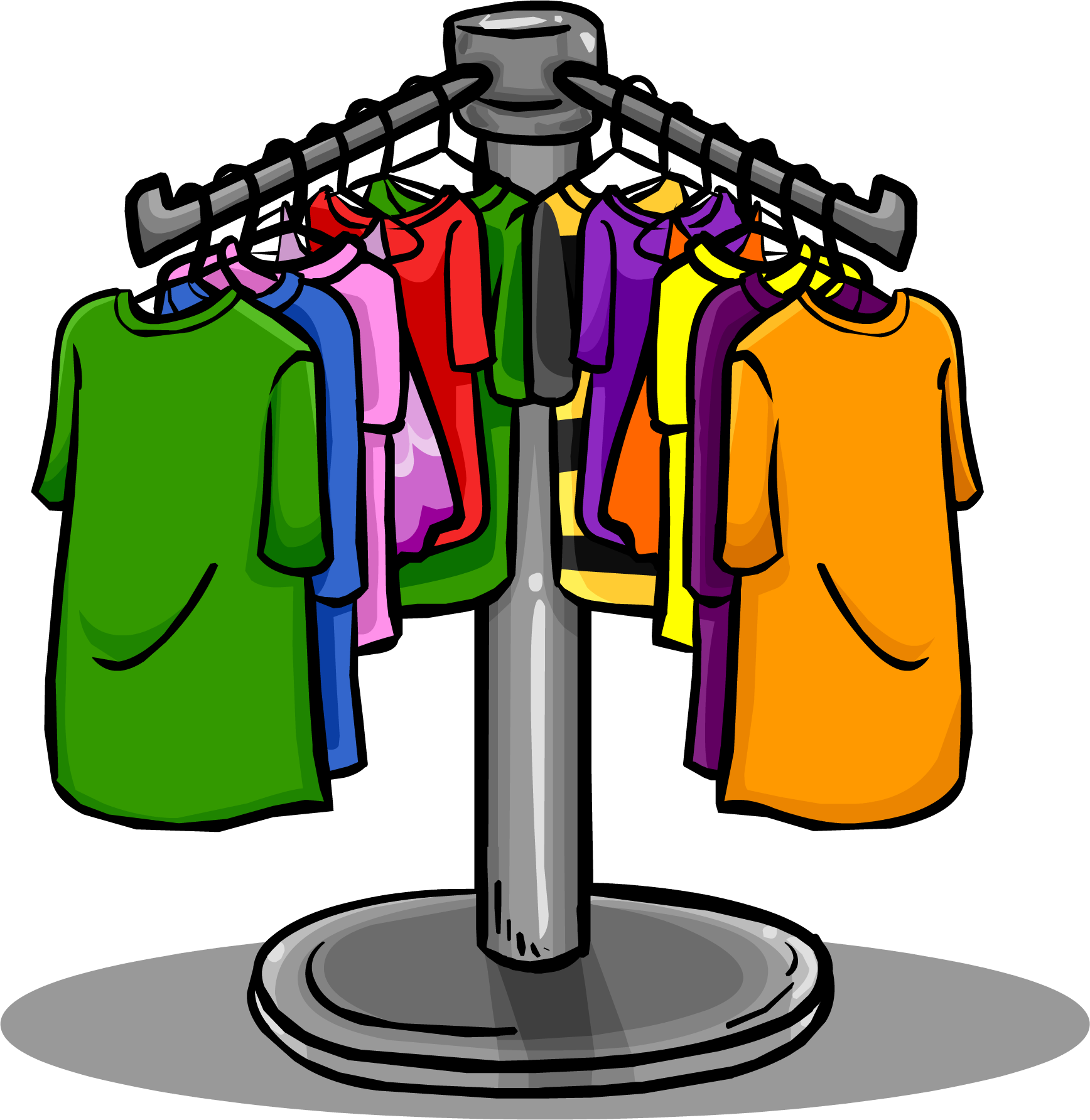 Colorful T Shirtson Clothing Rack PNG image