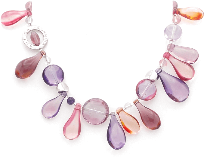 Colorful Teardrop Gemstone Necklace Illustration PNG image