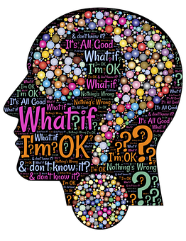 Colorful Thought Bubble Questionsand Affirmations PNG image