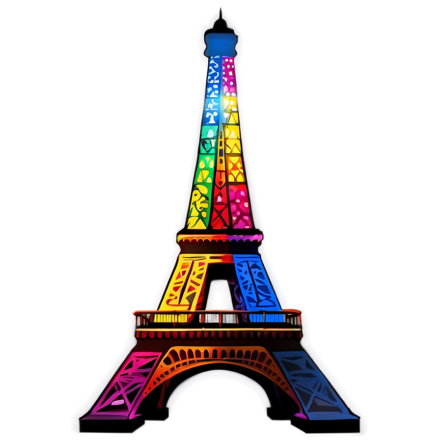 Colorful Torre Eiffel Lights Png Xrn75 PNG image