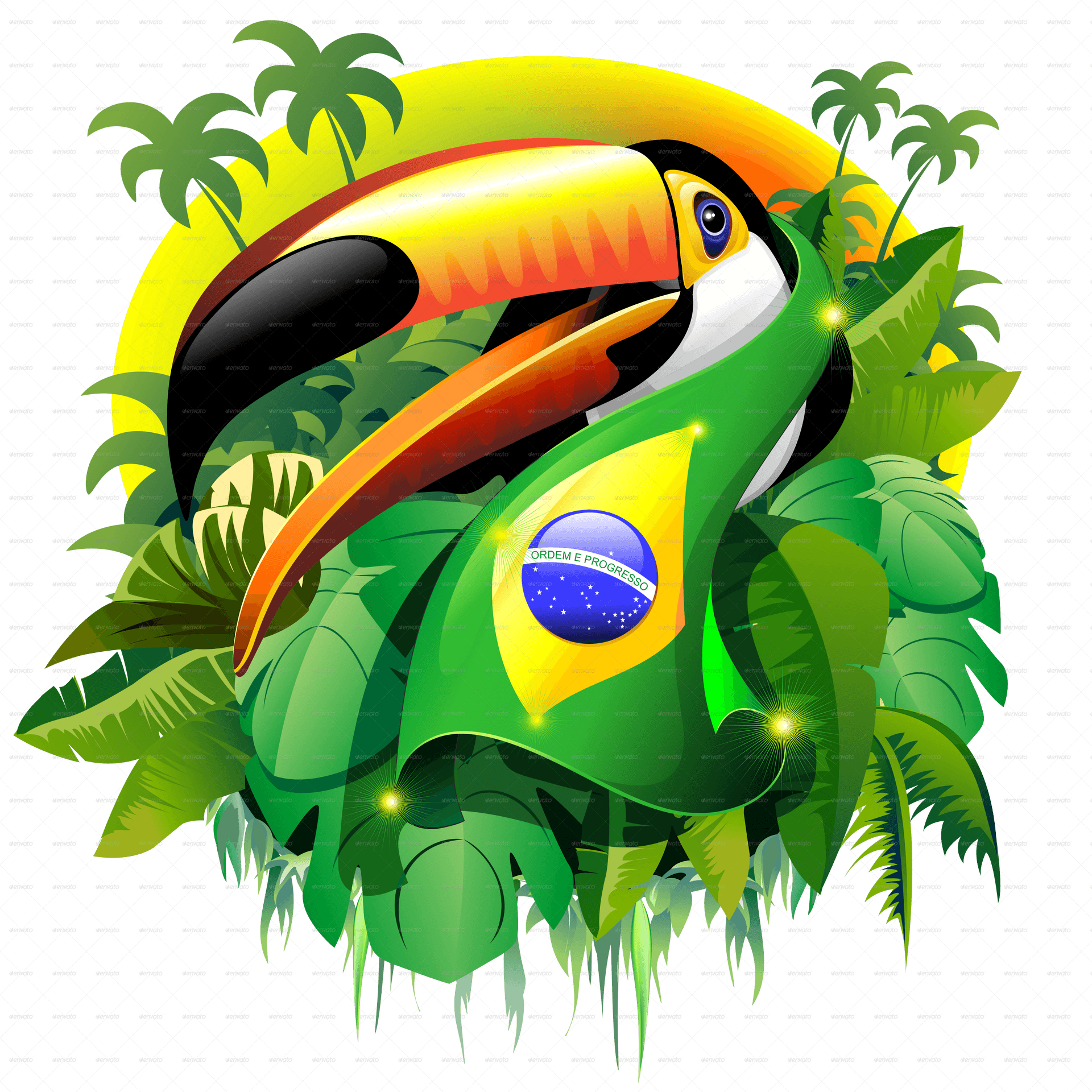 Colorful Toucanwith Brazilian Flag PNG image