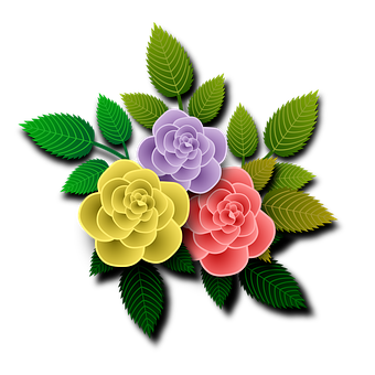 Colorful_ Trio_of_ Roses_ Vector_ Art PNG image