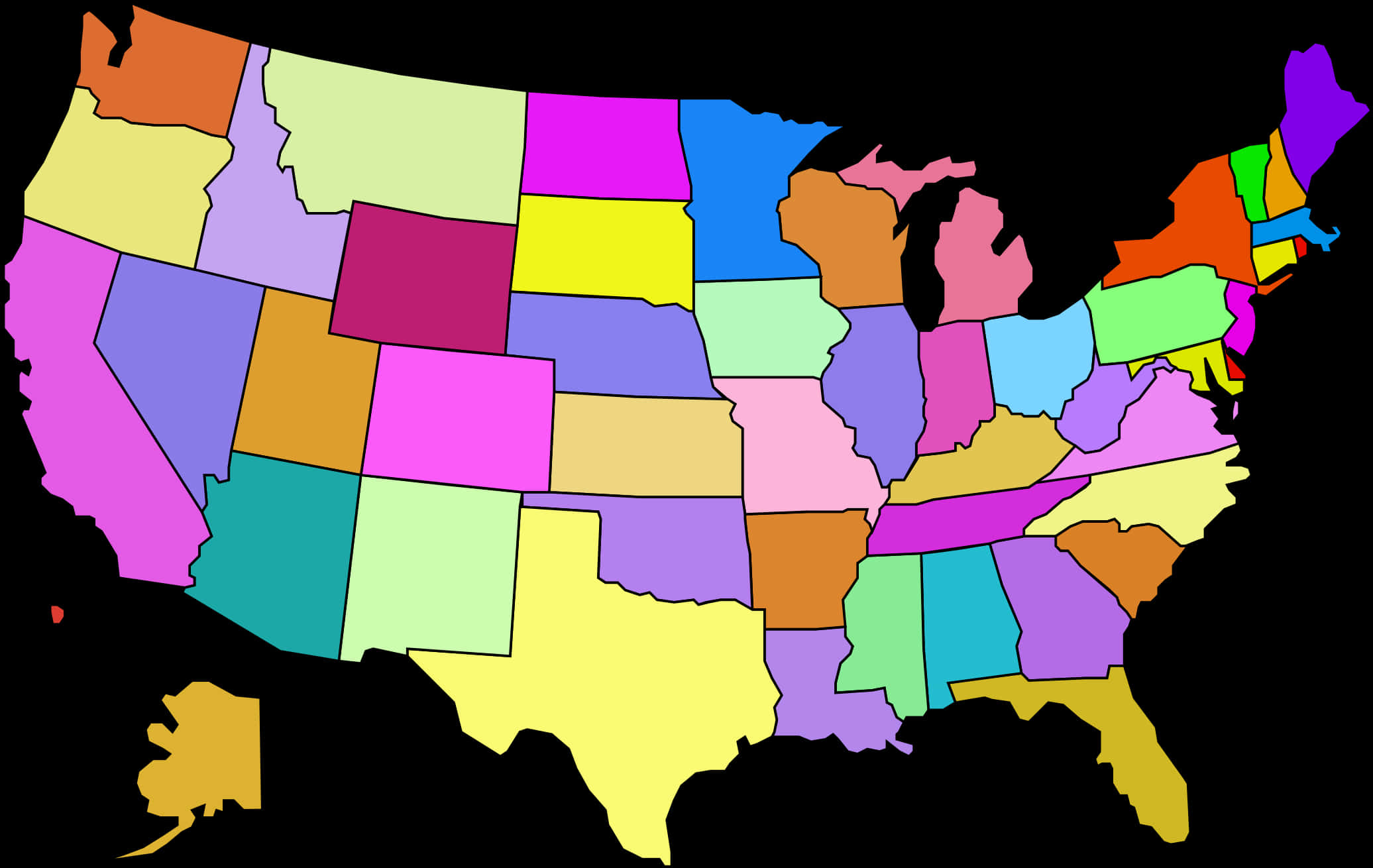 Colorful U S A Map PNG image
