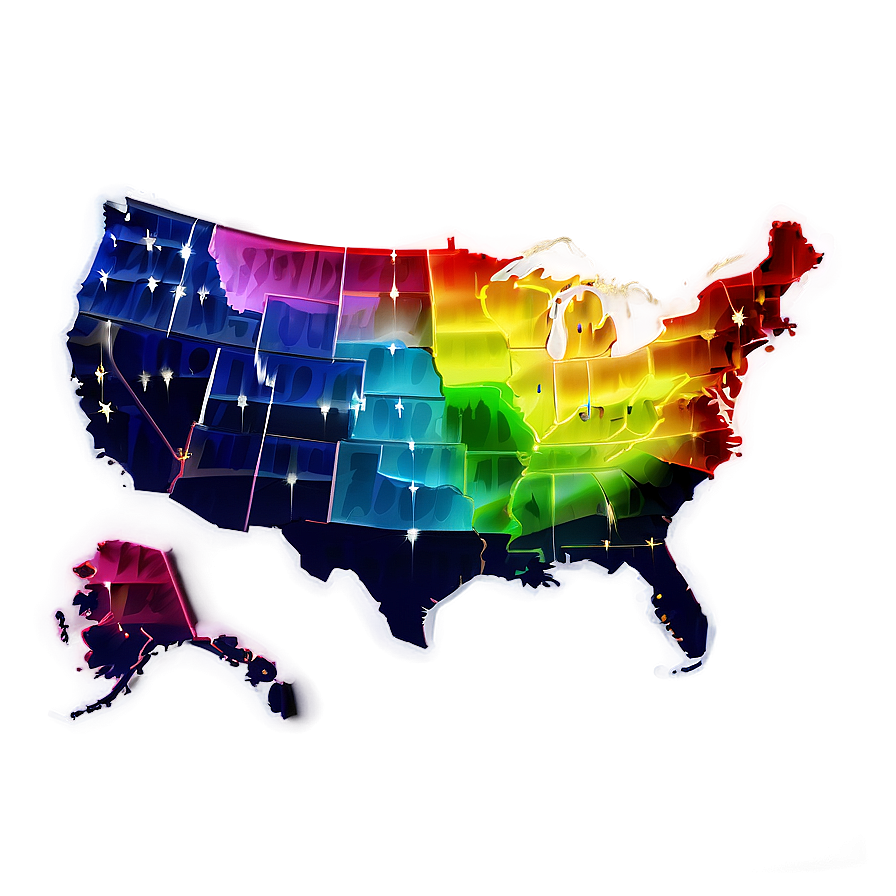 Colorful Usa Map Png Ial PNG image