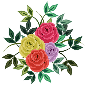 Colorful_ Vector_ Roses_ Arrangement PNG image
