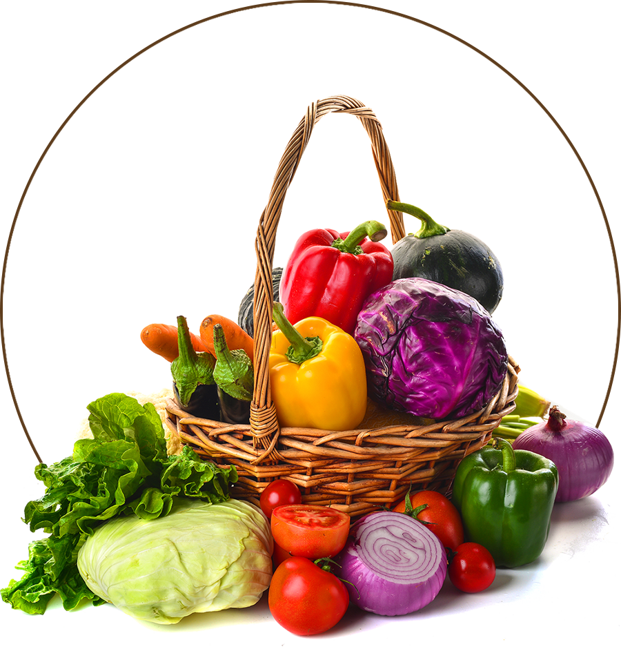 Colorful Vegetable Basket Assortment PNG image