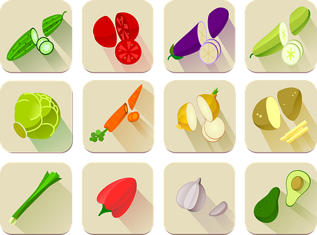 Colorful Vegetable Icons Set PNG image