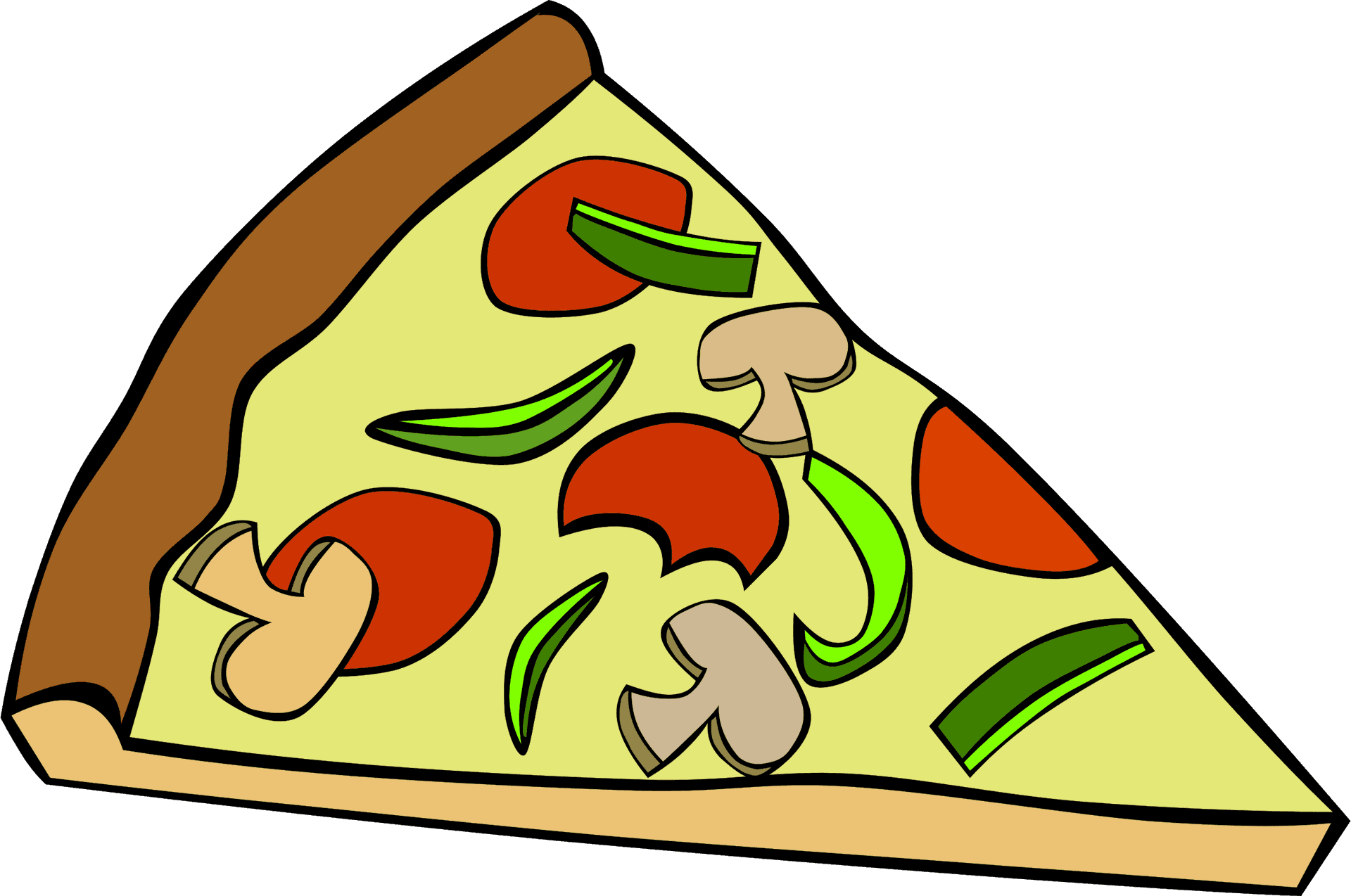 Colorful Vegetable Pizza Slice Clipart PNG image