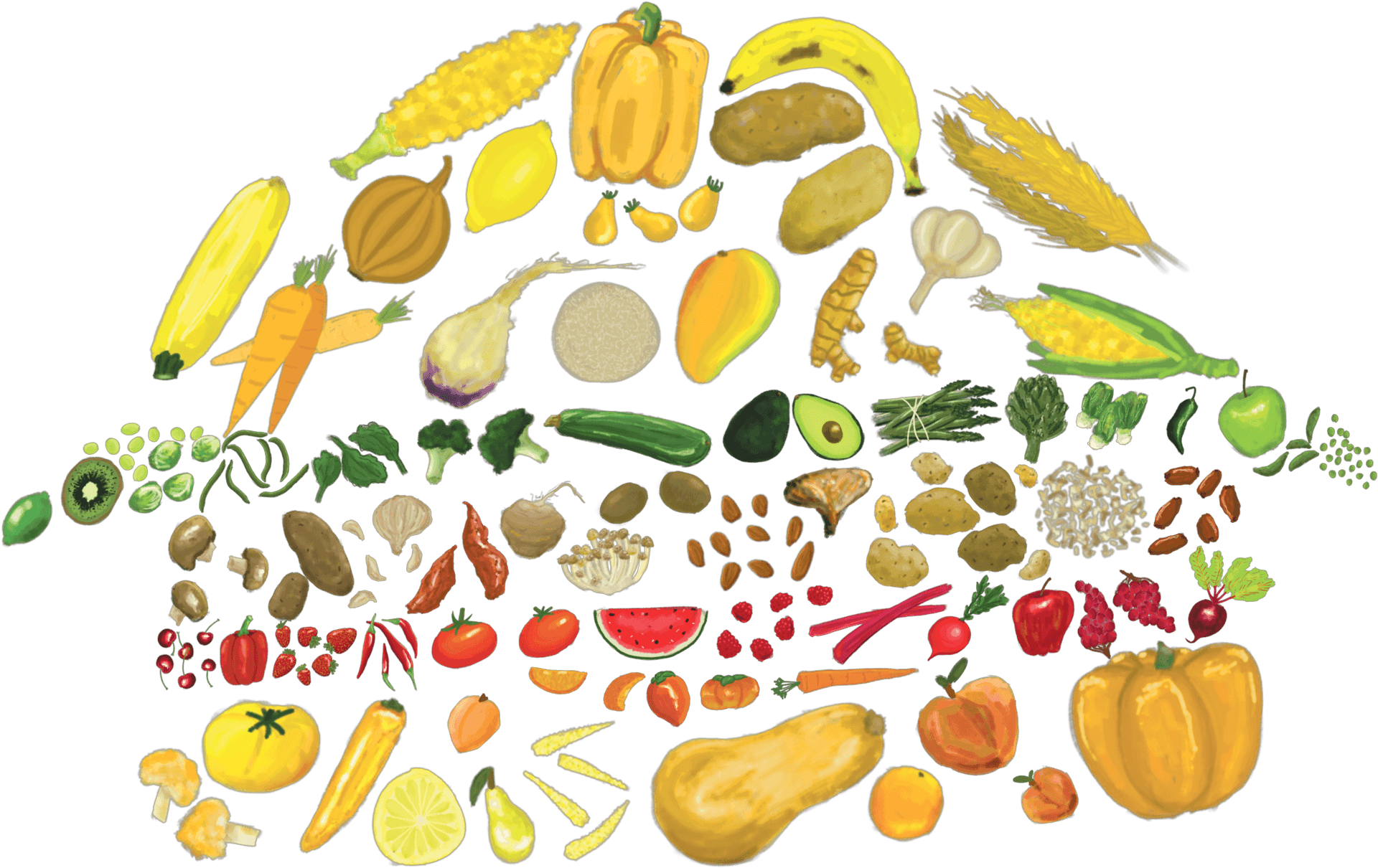 Colorful Vegetablesand Fruits Circle PNG image