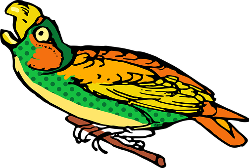 Colorful Vintage Bird Illustration PNG image
