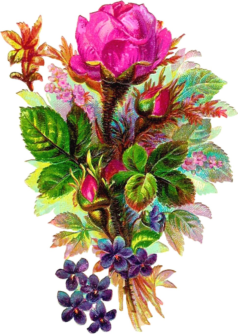 Colorful Vintage Floral Arrangement PNG image