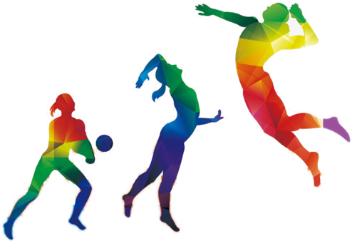 Colorful Volleyball Players Clipart PNG image