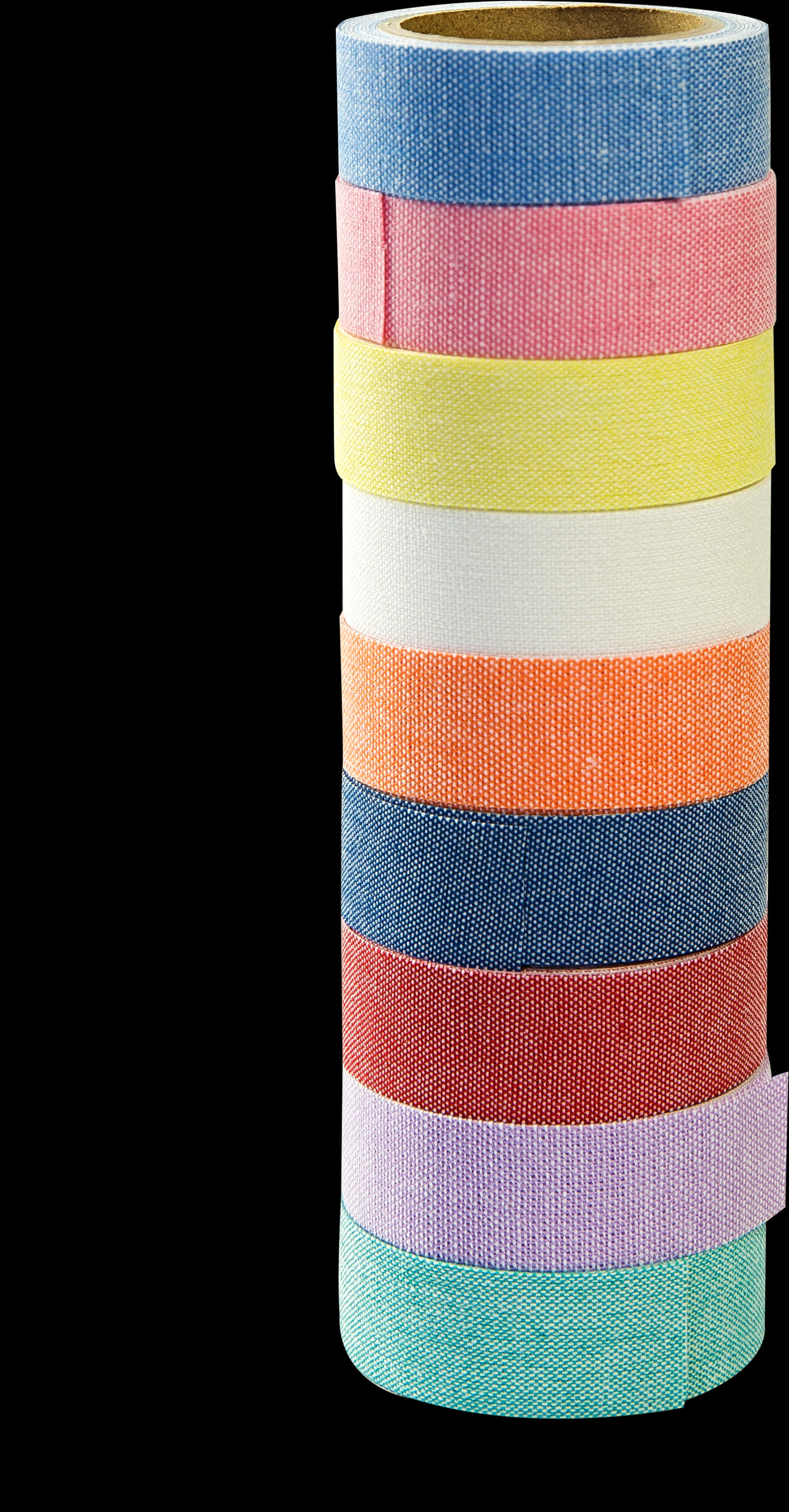 Colorful Washi Tape Stack Black Background PNG image