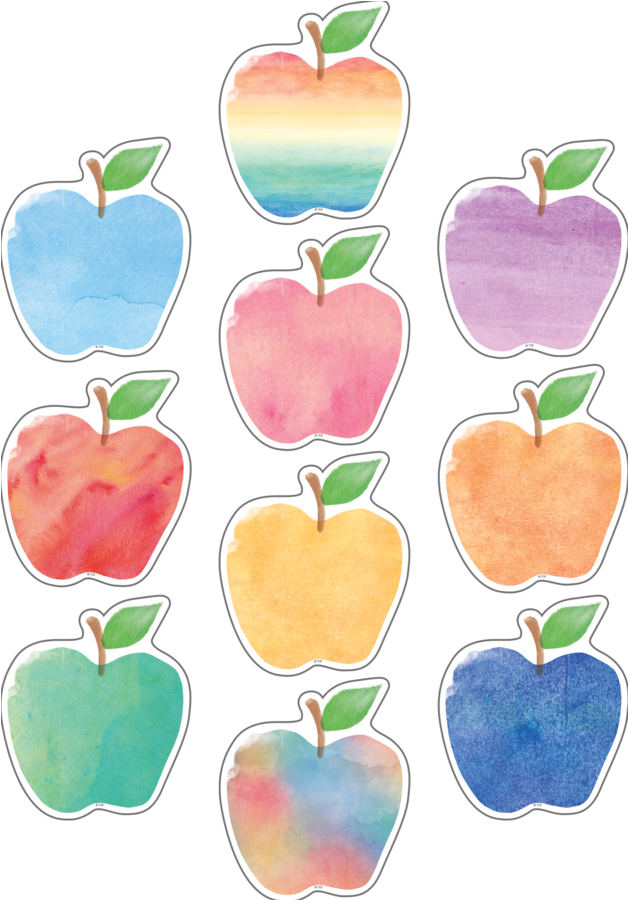 Colorful Watercolor Apple Stickers PNG image