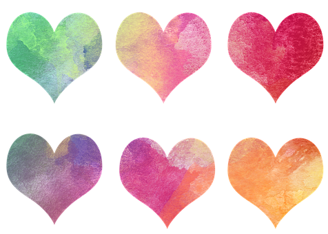 Colorful Watercolor Hearts Collection PNG image