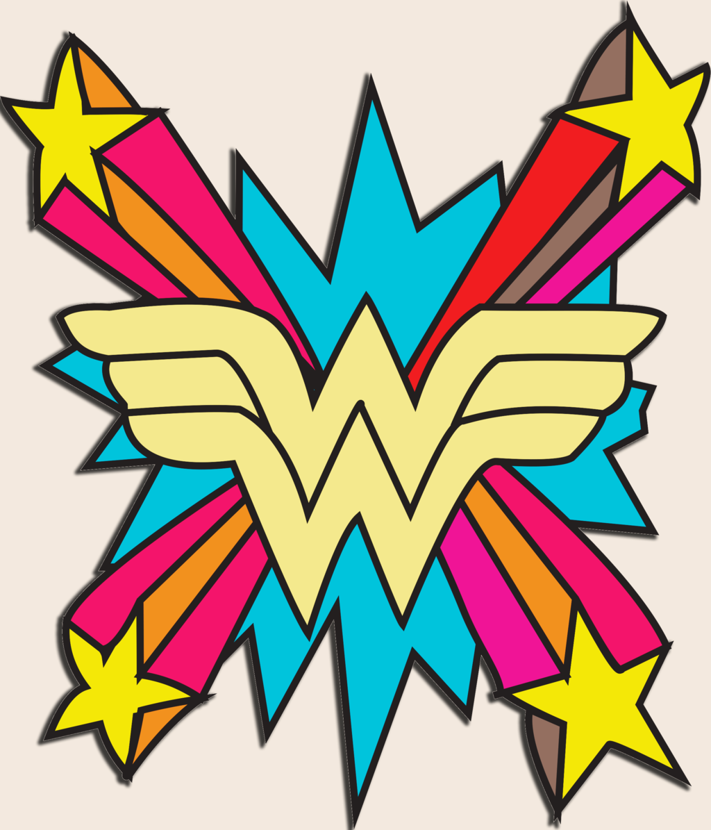 Colorful Wonder Woman Logo Art PNG image