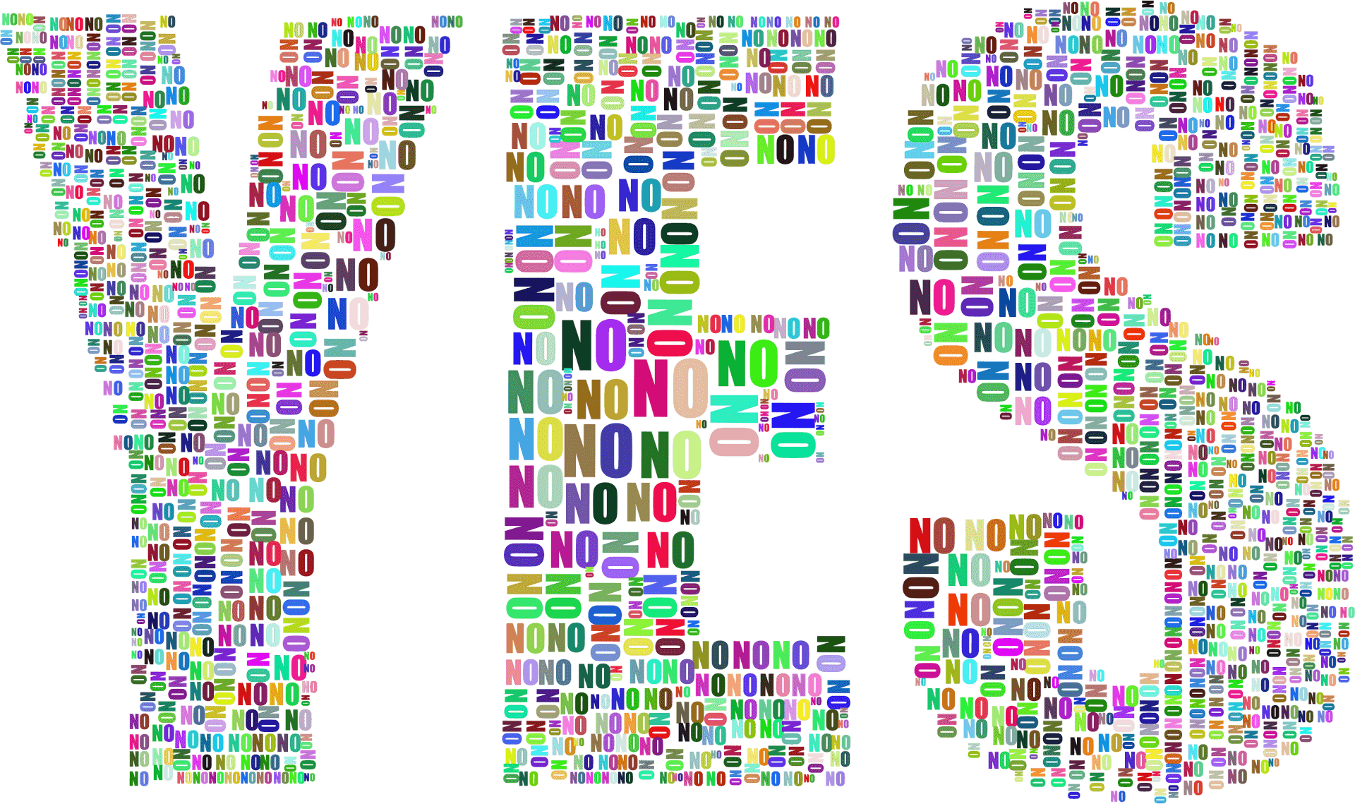 Colorful Y E S Mosaic PNG image