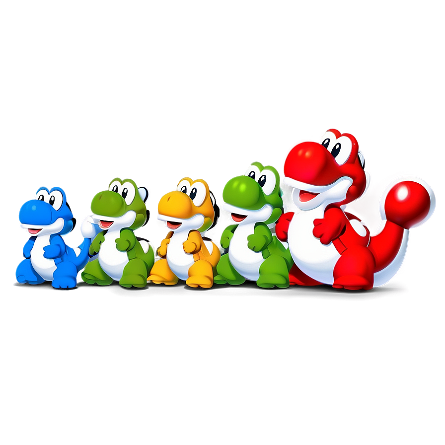 Colorful Yoshi Lineup Png 05232024 PNG image