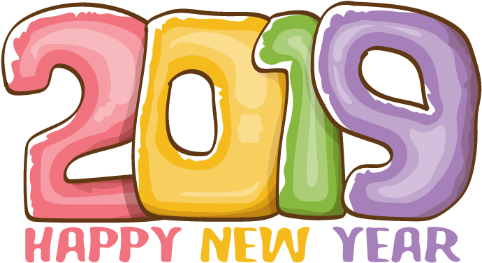 Colorful2019 Happy New Year Vector PNG image