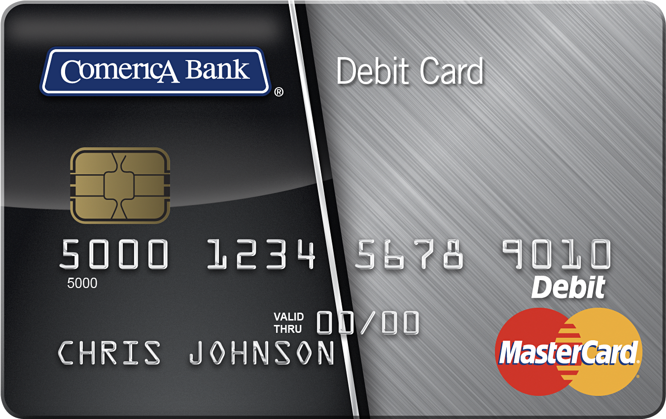 Comerica Bank Mastercard Debit Card PNG image