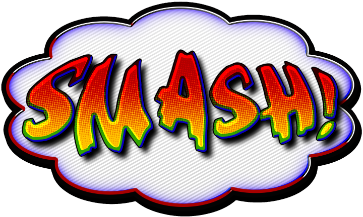 Comic Book Style S M A S H Word Bubble PNG image