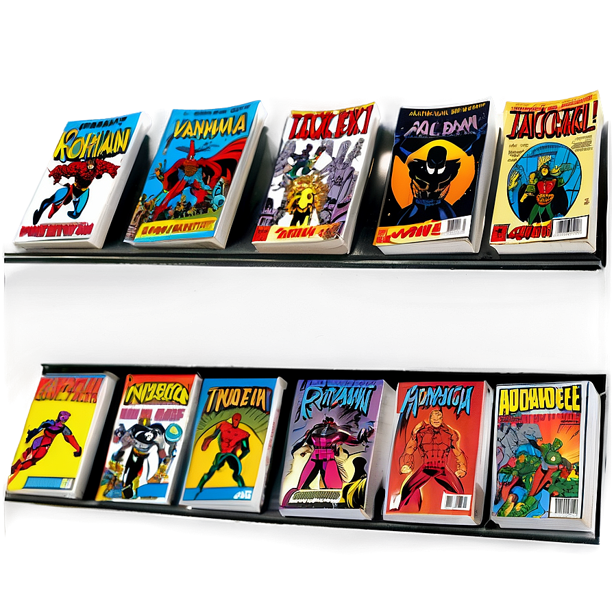 Comic Books On Shelf Png Ubp47 PNG image