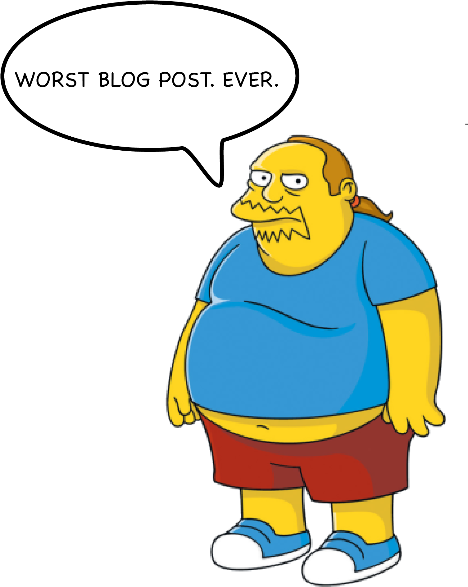 Comic Character Criticizing Blog Post PNG image